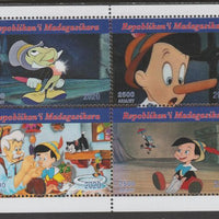 Madagascar 2020 Disney's Pinocchio perf sheetlet containing 4 values unmounted mint. Note this item is privately produced and is offered purely on its thematic appeal