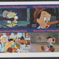 Madagascar 2020 Disney's Pinocchio imperf sheetlet containing 4 values unmounted mint. Note this item is privately produced and is offered purely on its thematic appeal