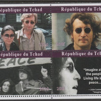 Chad 2020 John Lennon & Yoko perf sheetlet containing 4 values unmounted mint. Note this item is privately produced and is offered purely on its thematic appeal
