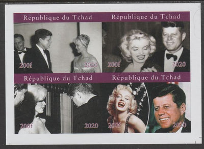 Chad 2020 John Kennedy & Marilyn imperf sheetlet containing 4 values unmounted mint. Note this item is privately produced and is offered purely on its thematic appeal