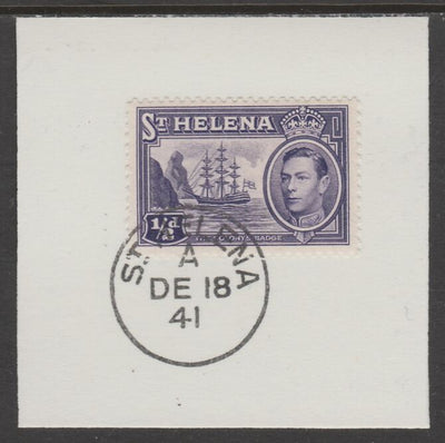 St Helena 1938 KG6 1/2d violet on piece cancelled with full strike of Madame Joseph forged postmark type 344