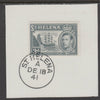 St Helena 1938 KG6 3d grey on piece cancelled with full strike of Madame Joseph forged postmark type 344