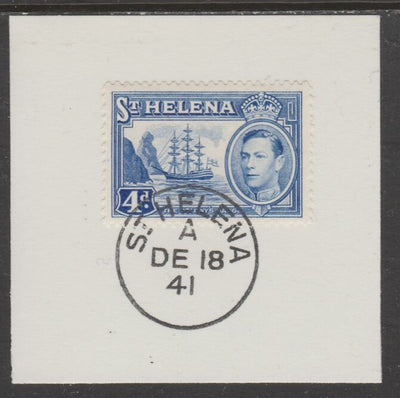 St Helena 1938 KG6 4d ultramarine on piece cancelled with full strike of Madame Joseph forged postmark type 344