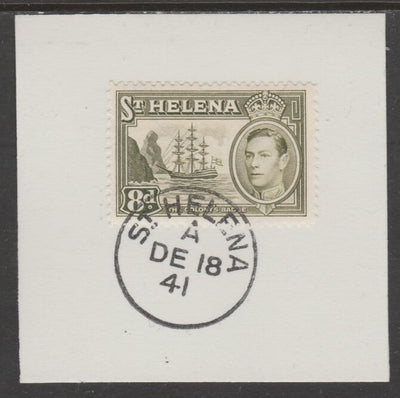 St Helena 1938 KG6 8d sage-green on piece cancelled with full strike of Madame Joseph forged postmark type 344