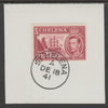 St Helena 1938 KG6 2s6d maroon on piece cancelled with full strike of Madame Joseph forged postmark type 344