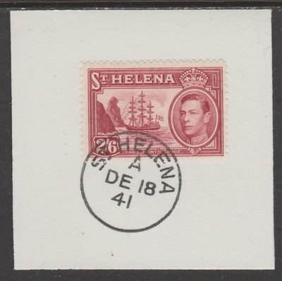 St Helena 1938 KG6 2s6d maroon on piece cancelled with full strike of Madame Joseph forged postmark type 344