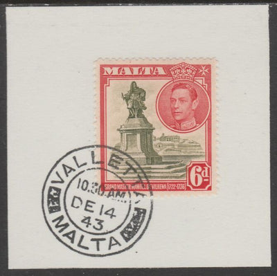 Malta 1938 KG6 Statue 6d on piece cancelled with full strike of Madame Joseph forged postmark type 250