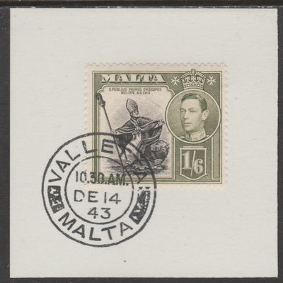Malta 1938 KG6 St Publius 1s6d on piece cancelled with full strike of Madame Joseph forged postmark type 250