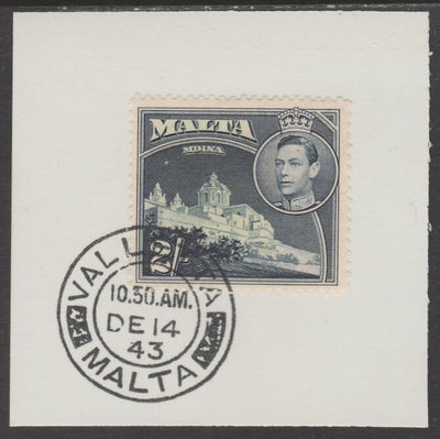 Malta 1938 KG6 Mdina Cathedral 2s on piece cancelled with full strike of Madame Joseph forged postmark type 250