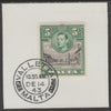 Malta 1938 KG6 Palace Square 5s on piece cancelled with full strike of Madame Joseph forged postmark type 250