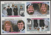 Tuvalu - Nanumea 1986 Royal Wedding (Andrew & Fergie) $1 imperf proof block of 4 (two se-tenant pairs) unmounted mint from an uncut proof sheet and rare thus