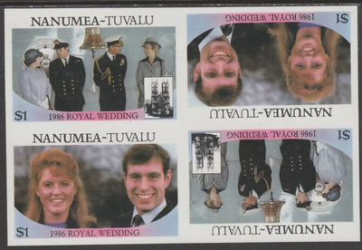 Tuvalu - Nanumea 1986 Royal Wedding (Andrew & Fergie) $1 imperf proof block of 4 (two se-tenant pairs) unmounted mint from an uncut proof sheet and rare thus