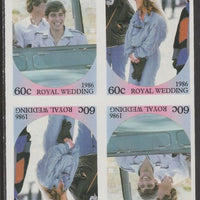 Tuvalu - Nanumea 1986 Royal Wedding (Andrew & Fergie) 60c imperf proof block of 4 (two se-tenant pairs) unmounted mint from an uncut proof sheet and rare thus