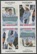 Tuvalu - Nanumea 1986 Royal Wedding (Andrew & Fergie) 60c imperf proof block of 4 (two se-tenant pairs) unmounted mint from an uncut proof sheet and rare thus