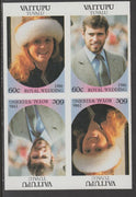 Tuvalu - Vaitupu 1986 Royal Wedding (Andrew & Fergie) 60c imperf proof block of 4 (two se-tenant pairs) unmounted mint from an uncut proof sheet and rare thus