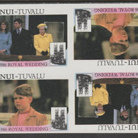 Tuvalu - Nui 1986 Royal Wedding (Andrew & Fergie) $1 imperf proof block of 4 (two se-tenant pairs) unmounted mint from an uncut proof sheet and rare thus
