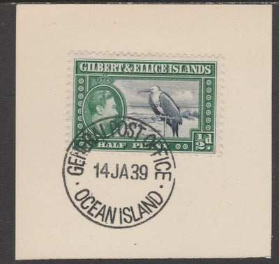 Gilbert & Ellice Islands 1939 KG6 definitive 1/2d Frigate Bird on piece cancelled with full strike of Madame Joseph forged postmark type 191