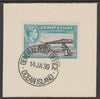 Gilbert & Ellice Islands 1939 KG6 definitive 1s Cantilever Jetty on piece cancelled with full strike of Madame Joseph forged postmark type 191
