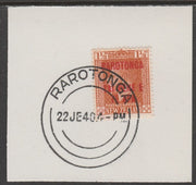Cook Islands 1919,NZ KG5 1.5d opt'd Rarotonga on piece cancelled with full strike of Madame Joseph forged postmark type 127