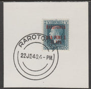 Cook Islands 1919,NZ KG5 2.5d opt'd Rarotonga on piece cancelled with full strike of Madame Joseph forged postmark type 127