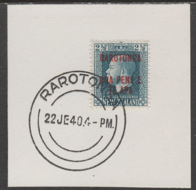 Cook Islands 1919,NZ KG5 2.5d opt'd Rarotonga on piece cancelled with full strike of Madame Joseph forged postmark type 127