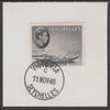 Seychelles 1938 KG6 1r grey-black on piece cancelled with full strike of Madame Joseph forged postmark type 389