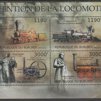 Burundi 2012 Invention of the Locomotive perf sheetlet containing 4 values unmounted mint.