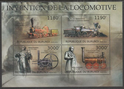 Burundi 2012 Invention of the Locomotive perf sheetlet containing 4 values unmounted mint.