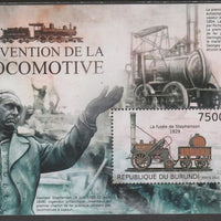 Burundi 2012 Invention of the Locomotive perf souvenir sheet containing 1 value unmounted mint.