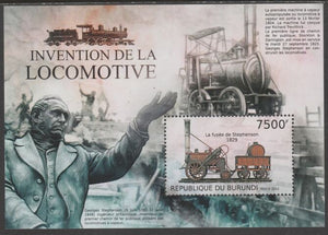 Burundi 2012 Invention of the Locomotive perf souvenir sheet containing 1 value unmounted mint.