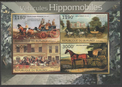 Burundi 2012 Horse-drawn Vehicles perf sheetlet containing 4 values unmounted mint.