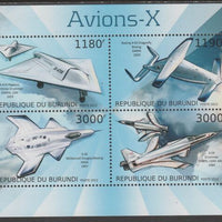 Burundi 2012 Experimental Aircraft perf sheetlet containing 4 values unmounted mint.