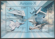 Burundi 2012 Experimental Aircraft perf sheetlet containing 4 values unmounted mint.