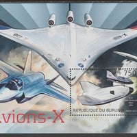 Burundi 2012 Experimental Aircraft perf souvenir sheet containing 1 value unmounted mint.