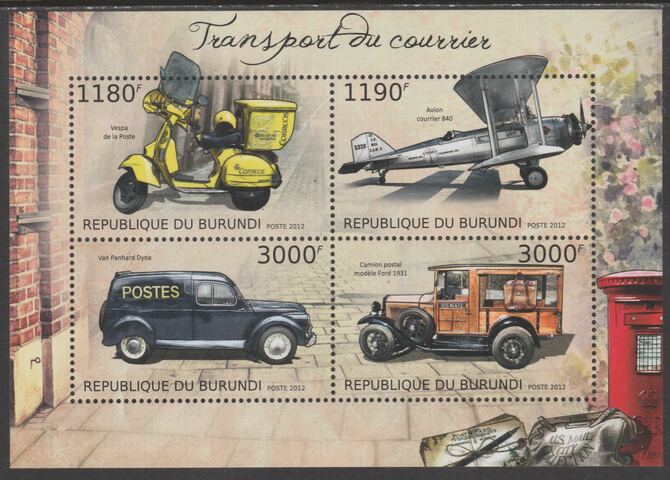 Burundi 2012 Service Transport perf sheetlet containing 4 values unmounted mint.