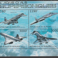 Burundi 2012 Supersonic Aircraft perf sheetlet containing 4 values unmounted mint.