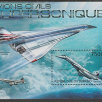 Burundi 2012 Supersonic Aircraft perf souvenir sheet containing 1 value unmounted mint.