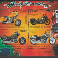 Burundi 2012 Harley Davidson Motorcycles perf sheetlet containing 4 values unmounted mint.