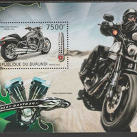Burundi 2012 Harley Davidson Motorcycles perf souvenir sheet containing 1 value unmounted mint.