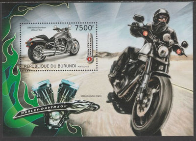 Burundi 2012 Harley Davidson Motorcycles perf souvenir sheet containing 1 value unmounted mint.