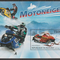 Burundi 2012 Snow Mobiles perf souvenir sheet containing 1 value unmounted mint.