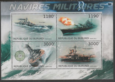 Burundi 2012 Military Ships perf sheetlet containing 4 values unmounted mint.