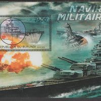 Burundi 2012 Military Ships perf souvenir sheet containing 1 value unmounted mint.