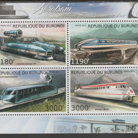 Burundi 2012 Aero Trains perf sheetlet containing 4 values unmounted mint.