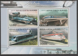 Burundi 2012 Aero Trains perf sheetlet containing 4 values unmounted mint.