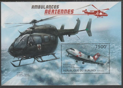 Burundi 2012 Air Ambulances perf souvenir sheet containing 1 value unmounted mint.