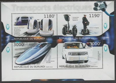 Burundi 2012 Electronic Transport perf sheetlet containing 4 values unmounted mint.