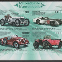 Burundi 2012 Invention of the Automobile perf sheetlet containing 4 values unmounted mint.