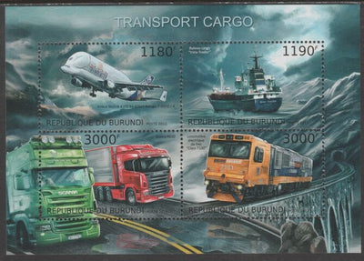 Burundi 2012 Transport - Cargo perf sheetlet containing 4 values unmounted mint.