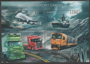 Burundi 2012 Transport - Cargo perf sheetlet containing 4 values unmounted mint.